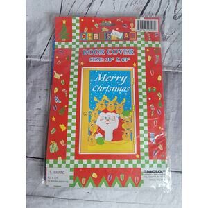 Vintage Christmas Santa 30" x 60" Fabric Door Cover Hang Cartoon Amglo New